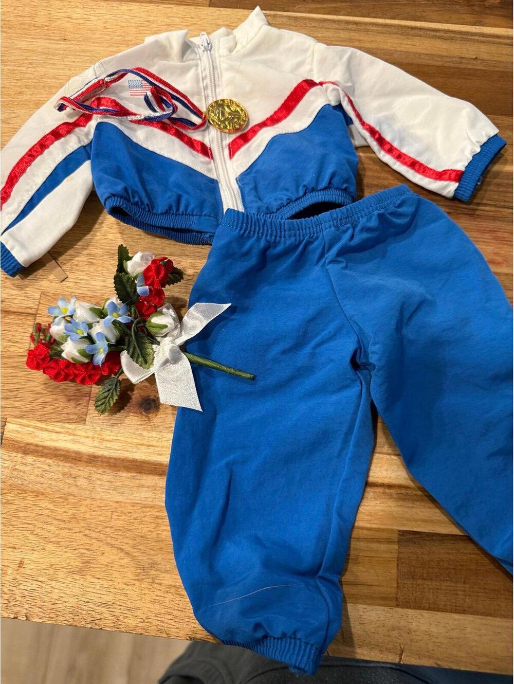 American Girl Doll Olympic Gymnastics 2004 Gold Med Red White Blue A538 partial